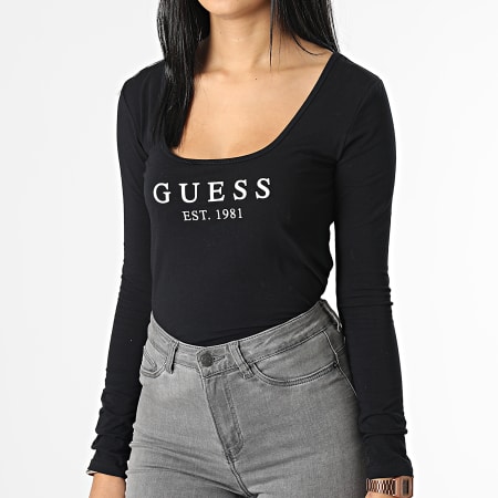Guess - Tee Shirt Manches Longues Femme O2BM31 Noir