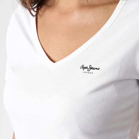 Pepe Jeans - T-shirt donna con scollo a V Corine PL505305 Bianco