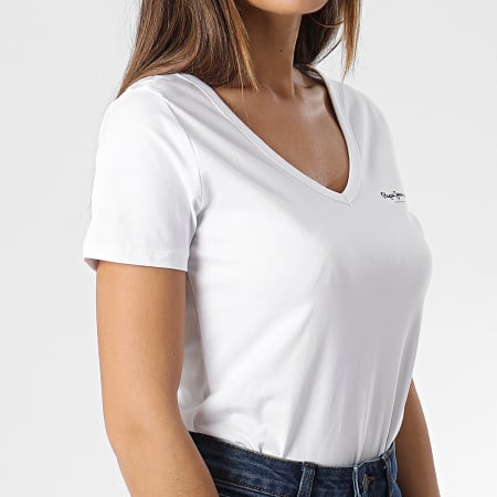Pepe Jeans - T-shirt donna con scollo a V Corine PL505305 Bianco