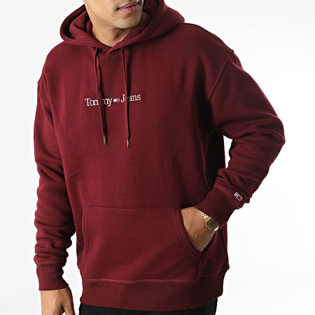 Tommy Jeans - Sudadera con capucha Large Linear 5013 Burdeos