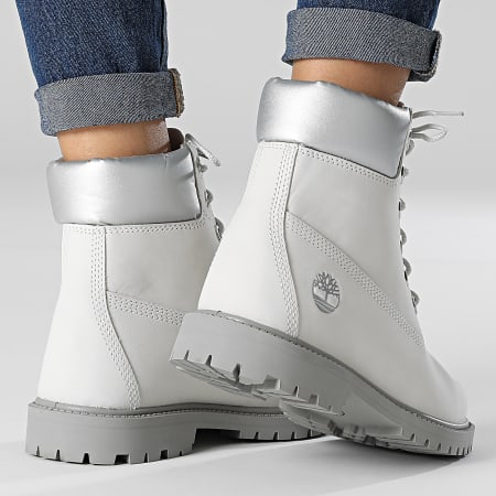 Timberland - Boots Femme Heritage 6 Inch Waterproof A5MA8 White Nubuck Silver