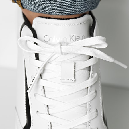 Calvin Klein - Sneakers Low Top Lace Up Pelle 0821 Bianco Nero