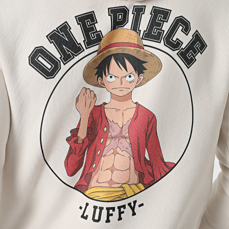 One Piece - Sudadera con capucha Luffy Beige