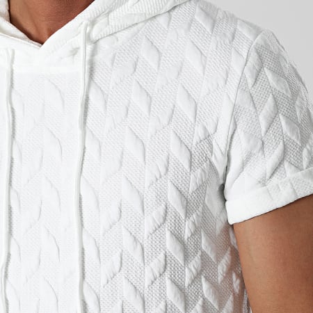 John H - Conjunto de camiseta oversize con capucha y pantalón de chándal AB812 Blanco