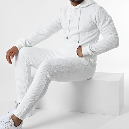 John H Ensemble Sweat Capuche Oversize Et Pantalon Jogging AB815 Blanc LaBoutiqueOfficielle