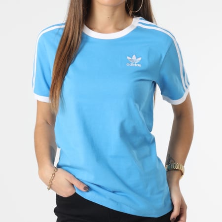 Adidas Originals - Tee Shirt A Bandes Femme 3 STripes HL6690 Bleu Ciel