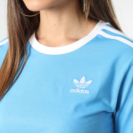 Adidas Originals - Tee Shirt A Bandes Femme 3 STripes HL6690 Bleu Ciel