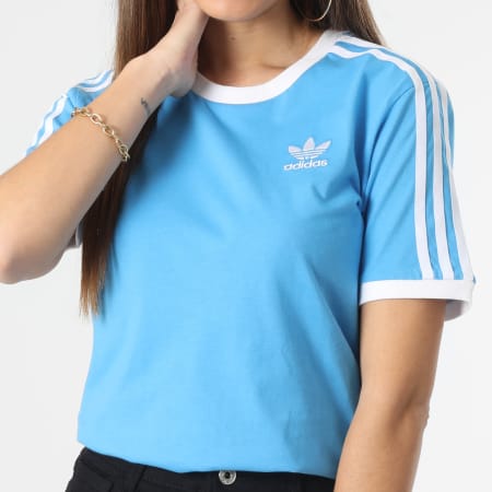 Adidas Originals - Maglietta donna 3 strisce HL6690 Blu cielo
