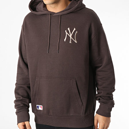 New Era - Felpa con cappuccio grande con logo ricamato New York Yankees Marrone