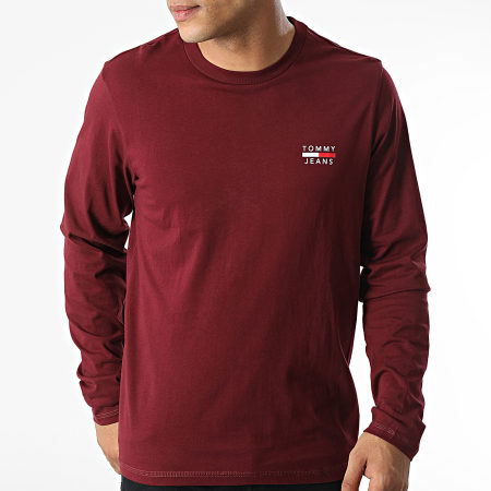 Tommy Jeans - Tee Shirt Manches Longues Chest Logo 4316 Bordeaux