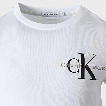 Calvin Klein - Camiseta Manga Larga Niños Monograma Pecho 1457 Blanco