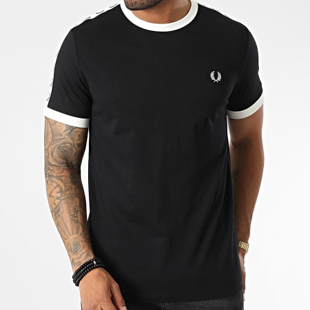 Fred Perry - Tee Shirt A Bandes Taped Noir