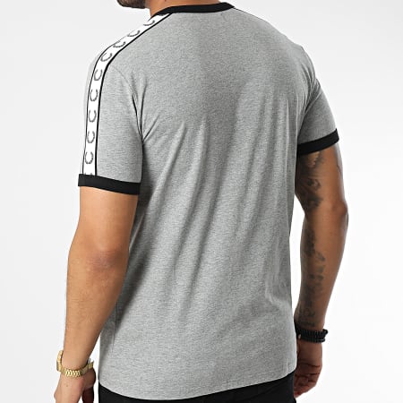 Fred Perry - Tee Shirt A Bandes Taped Gris Chiné