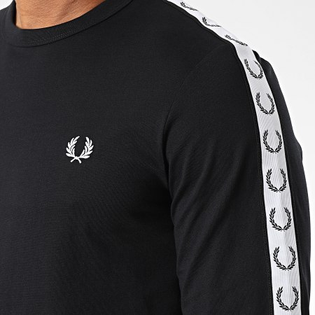 Fred Perry - Tee Shirt Manches Longues A Bandes Taped M4621 Noir