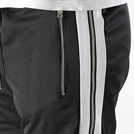 Ikao - LL725 Pantalón de chándal con banda blanco negro