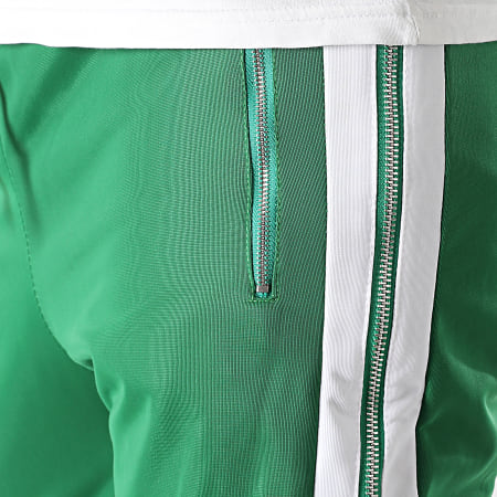 Ikao - LL725 Pantalones de chándal con banda Verde Blanco