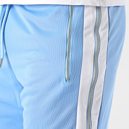 Ikao - LL725 Pantalón de chándal con banda blanca azul cielo