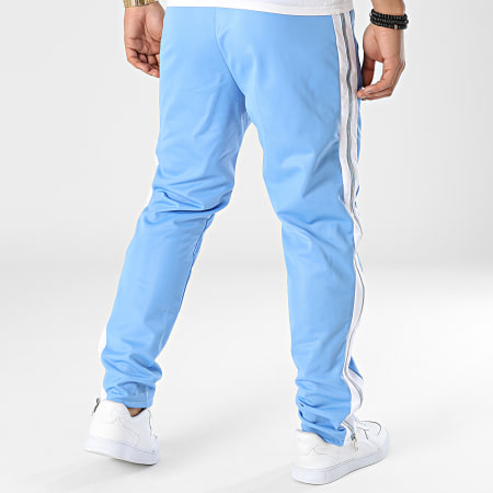 Ikao - LL725 Pantaloni da jogging a bande bianche e blu cielo