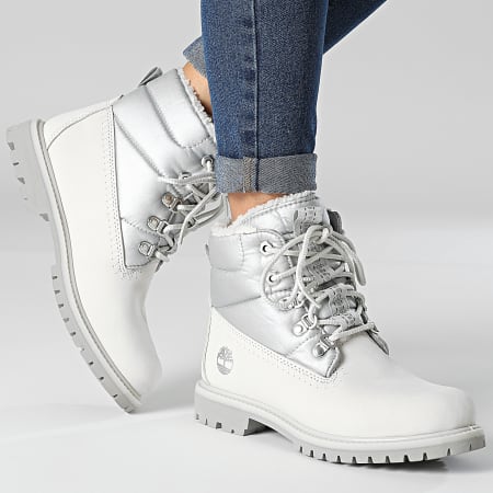 Timberland - Boots Femme Premium 6 Inch Warm Lined A44WJ White Nubuck Silver