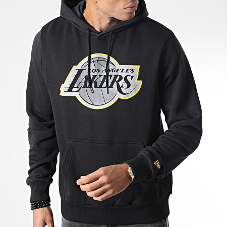 New Era - Felpa con cappuccio con logo grande Los Angeles Lakers Nero