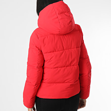 Calvin Klein - Cappotto donna con cappuccio Mono Logo 9007 Rosso