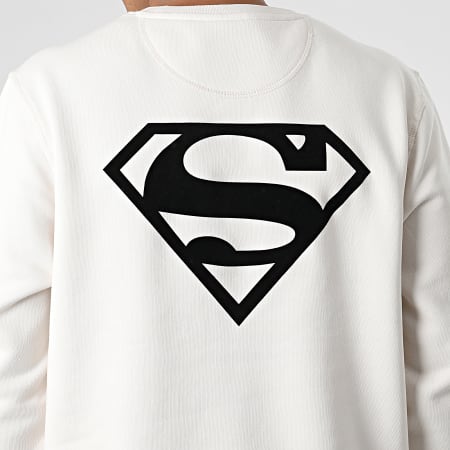 Superman - Sweat Crewneck Logo Velvet Back Beige Noir