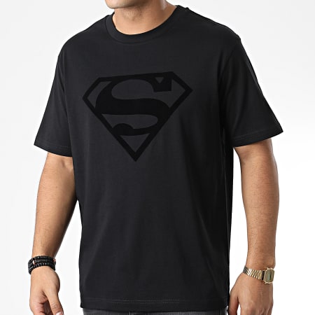 DC Comics - Tee Shirt Oversize Large Logo Velvet Noir Noir
