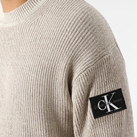Calvin Klein - Maglia placcata con badge 1685 Beige Chiné