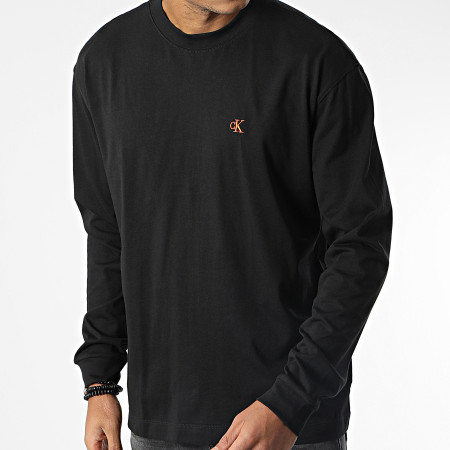 Calvin Klein - Tee Shirt Manches Longues Logo Tape 2556 Noir