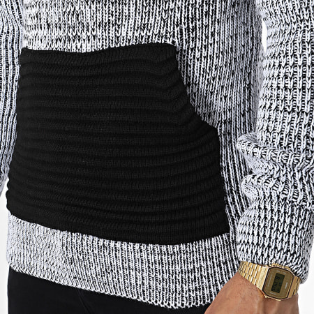 Pull Zara Noir Et Blanc Chiné - Taille S, Matière Coton/acrylique, Occasion Très Bon état