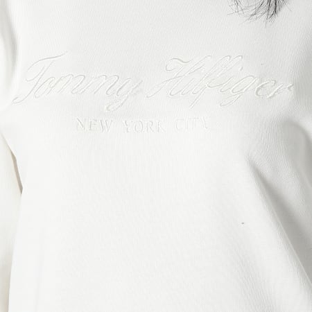 Tommy Hilfiger - Sudadera de cuello redondo de alto brillo para mujer 5976 Blanco