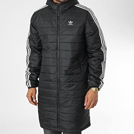 Adidas Originals - Doudoune Longue Capuche A Bandes HM2461 Noir