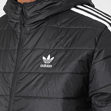 Adidas Originals - Abrigo largo con capucha y rayas HM2461 Negro