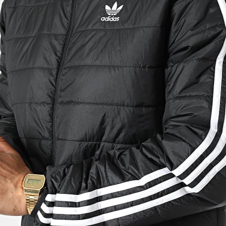Adidas Originals - Cappotto lungo con cappuccio e strisce HM2461 Nero