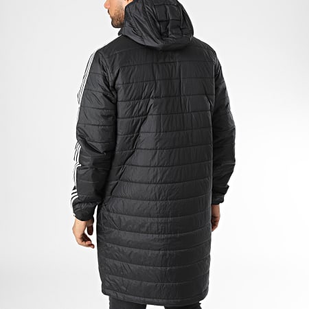 Adidas Originals - Cappotto lungo con cappuccio e strisce HM2461 Nero