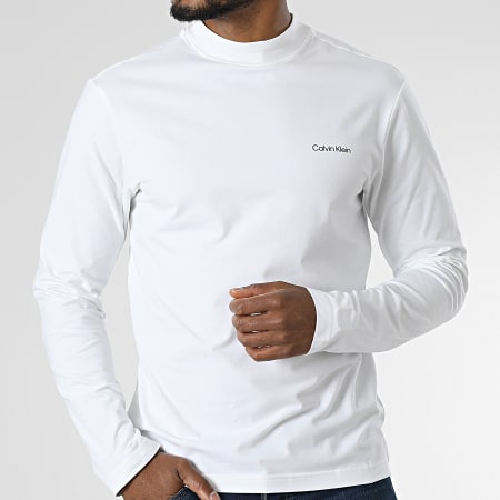 Calvin Klein - Tee Shirt Manches Longues Micro Logo 0179 Blanc