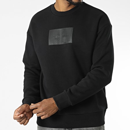 Calvin Klein - Felpa girocollo con logo testurizzato 0083 Nero