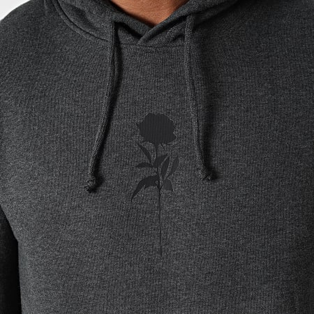 Luxury Lovers - Sudadera con capucha Chest Roses Gris carbón Negro
