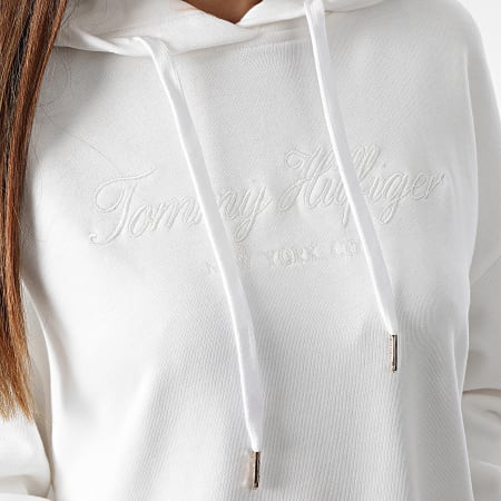 Tommy Hilfiger - Sweat Capuche Femme Relaxed Long High Shine 5980 Blanc