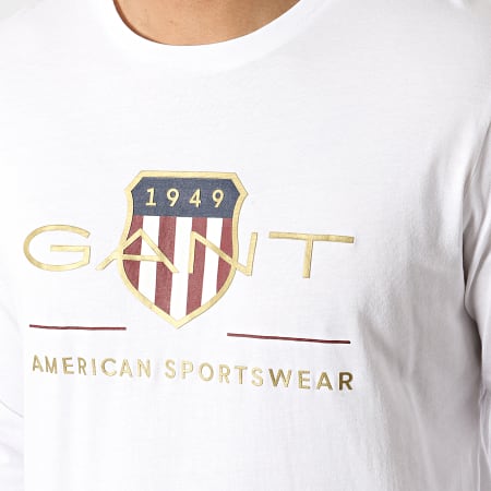 Gant - Archivio Scudo Maglietta a maniche lunghe Bianco