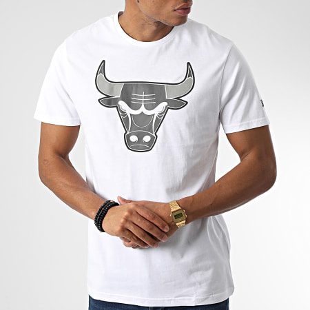 New Era - Tee Shirt Outline Logo Chicago Bulls Blanc