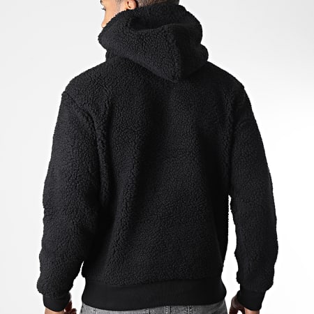 Felpa con cappuccio e collo con zip in pelliccia 218092 Nero