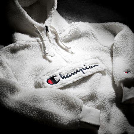 Felpa con cappuccio con collo a zip in pelliccia 218092 Bianco