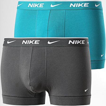 Nike - Juego de 2 bóxers de algodón elástico KE1085 Gris Turquesa