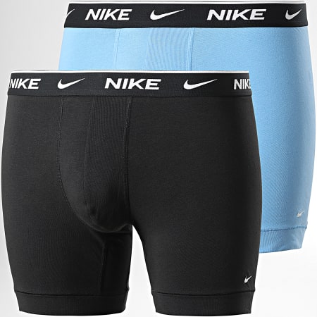 Nike - Juego de 2 bóxers de algodón elástico KE1085 Negro Azul