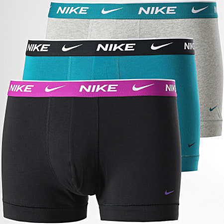 Nike - Lot De 3 Boxers Every Cotton Stretch KE1008 Noir Turquoise Gris Chiné