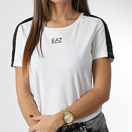 EA7 Emporio Armani - Maglietta da donna a righe 6LTT18 Bianco