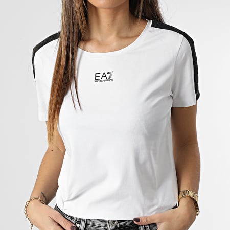 EA7 Emporio Armani - Maglietta da donna a righe 6LTT18 Bianco