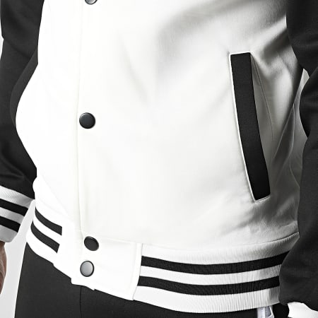 MTX - Conjunto de chaqueta con capucha y pantalón cargo Teddy T1112 Blanco Negro