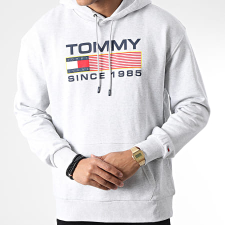 Tommy Jeans - Sweat Capuche Athletic Logo 5009 Gris Chiné